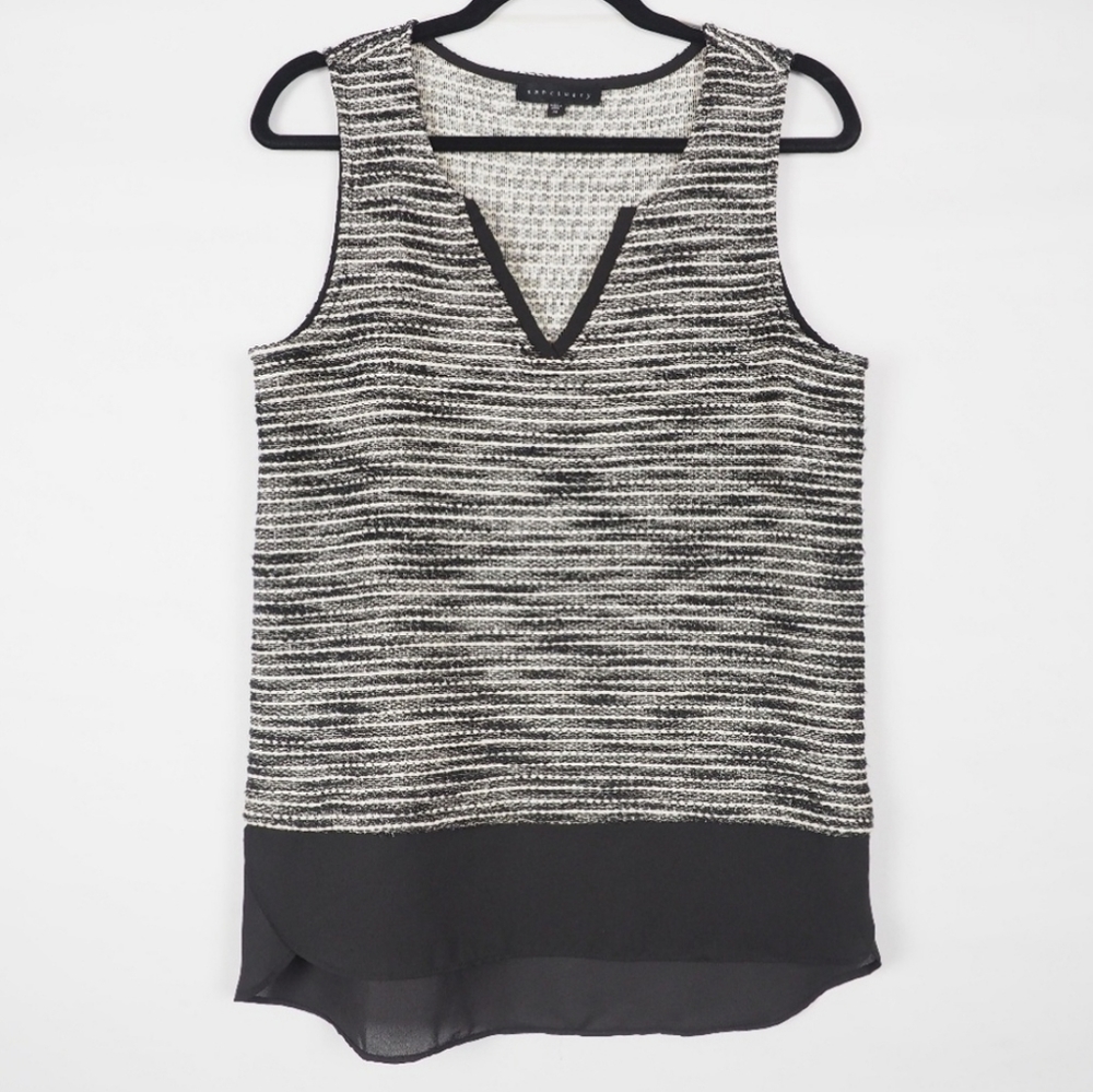 Sanctuary Shell Sleeveless Top Black White Size M